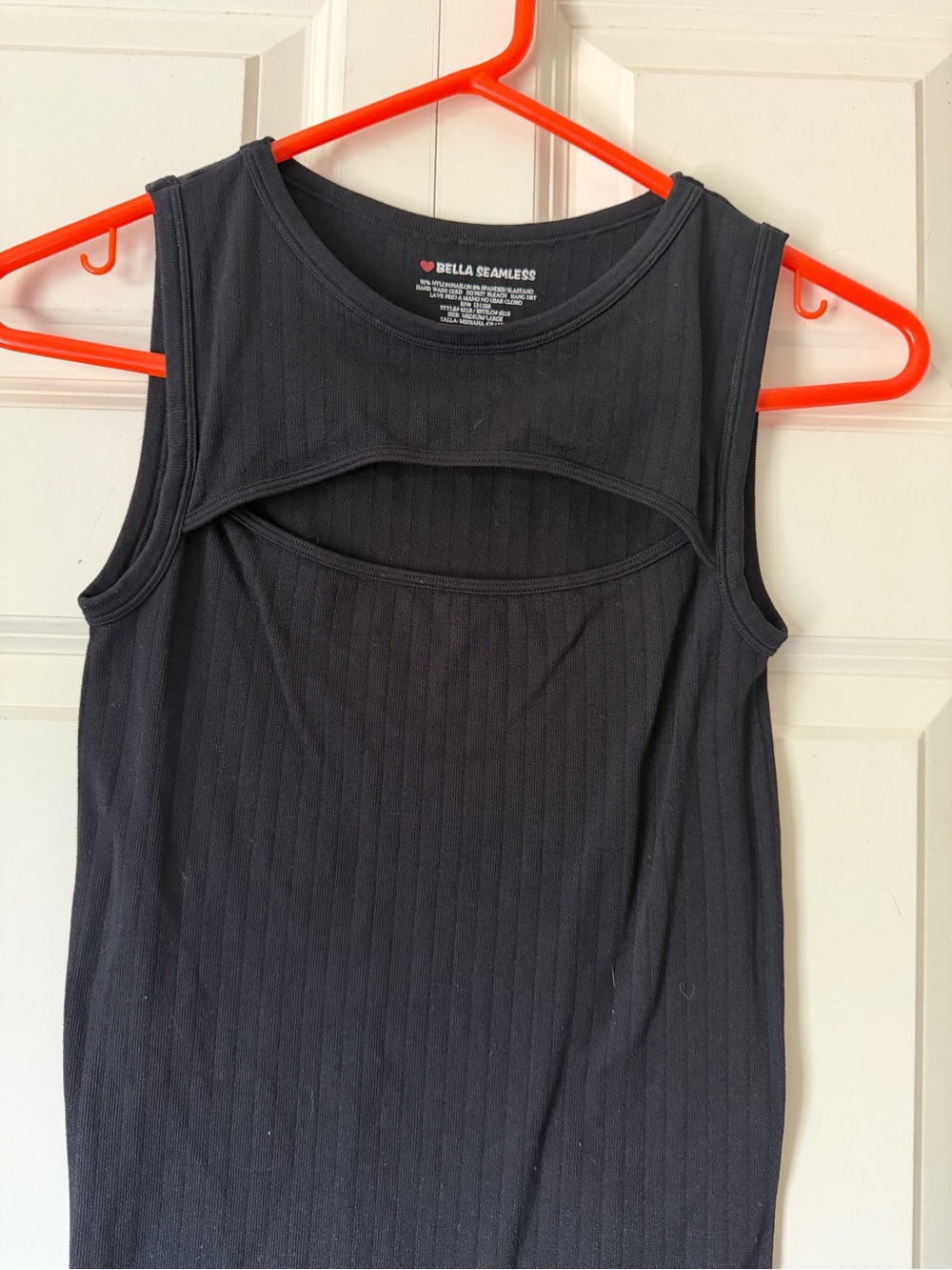 Black Ribbed Tank with Front Cutout